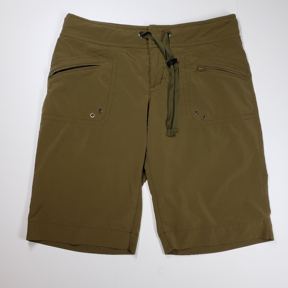 Athleta Kick It Cargo Shorts Womens Size 0 Khaki Green Hiking Cycling Inseam 12”